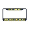 thumbnail image 1 of USS CAPE COD AD 43 License Plate Frame Black Metal Military Navy USN Car Truck RV F001, 1 of 1