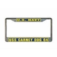 thumbnail image 1 of USS CARNEY DDG 64 License Plate Frame Gold Chrome Metal Military Navy USN Car Truck RV F001, 1 of 1