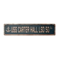thumbnail image 1 of USS CARTER HALL LSD 50 Vintage Plastic Street Sign us navy ship veteran sailor gift | Indoor/Outdoor | 18" Wide, 1 of 4