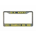 thumbnail image 1 of USS CHANDLER DDG 996 License Plate Frame Gold Chrome Metal Military Navy USN Car Truck RV F001, 1 of 1
