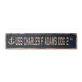 thumbnail image 1 of USS CHARLES F ADAMS DDG 2 Vintage Aluminum Street Sign us navy ship veteran sailor rustic metal tin gift | Indoor/Outdoor | 24" Wide, 1 of 4