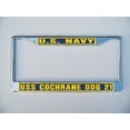 thumbnail image 1 of USS COCHRANE DDG 21 License Plate Frame Chrome Metal Military Navy USN Car Truck RV F001., 1 of 1