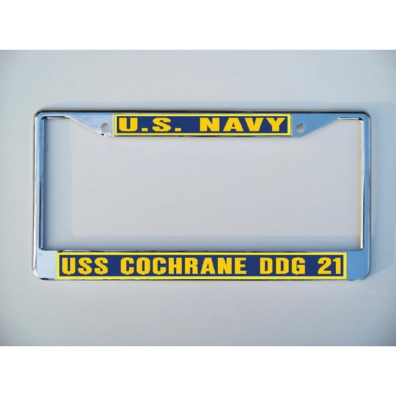 USS COCHRANE DDG 21 License Plate Frame Chrome Metal Military Navy USN Car Truck RV F001.