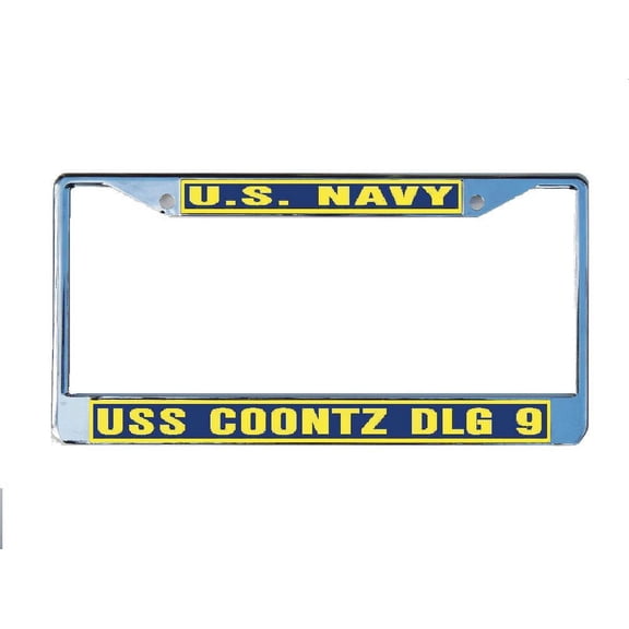 USS COONTZ DLG 9 License Plate Frame Chrome Metal Military Navy USN Car Truck RV F001.
