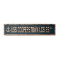 thumbnail image 1 of USS COOPERSTOWN LCS 23 Vintage Aluminum Street Sign us navy ship veteran sailor rustic metal tin gift | Indoor/Outdoor | 18" Wide, 1 of 4