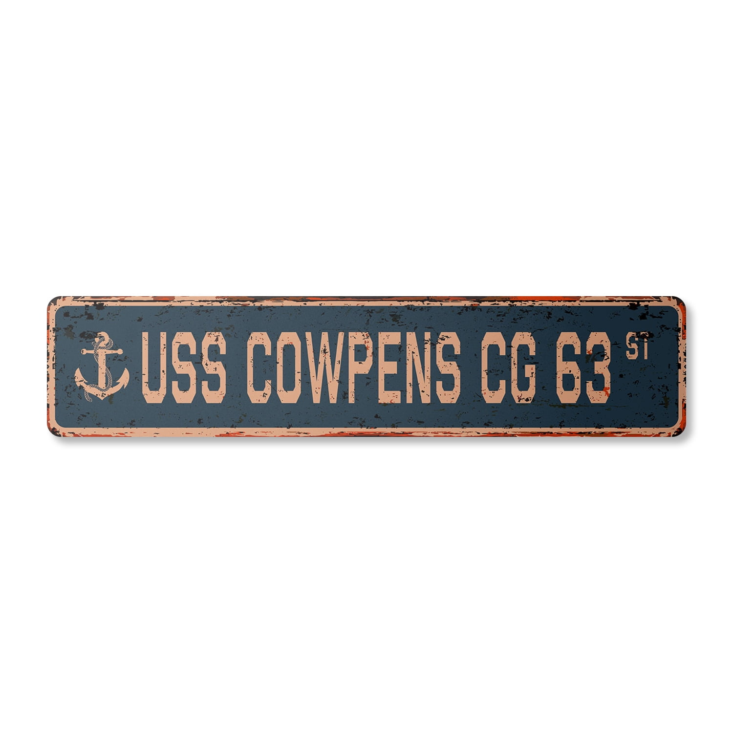 USS COWPENS CG 63 Vintage Plastic Street Sign us navy ship veteran