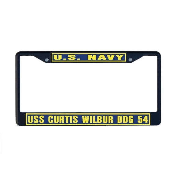 USS CURTIS WILBUR DDG 54 License Plate Frame Black Metal Military Navy USN Car Truck RV F001