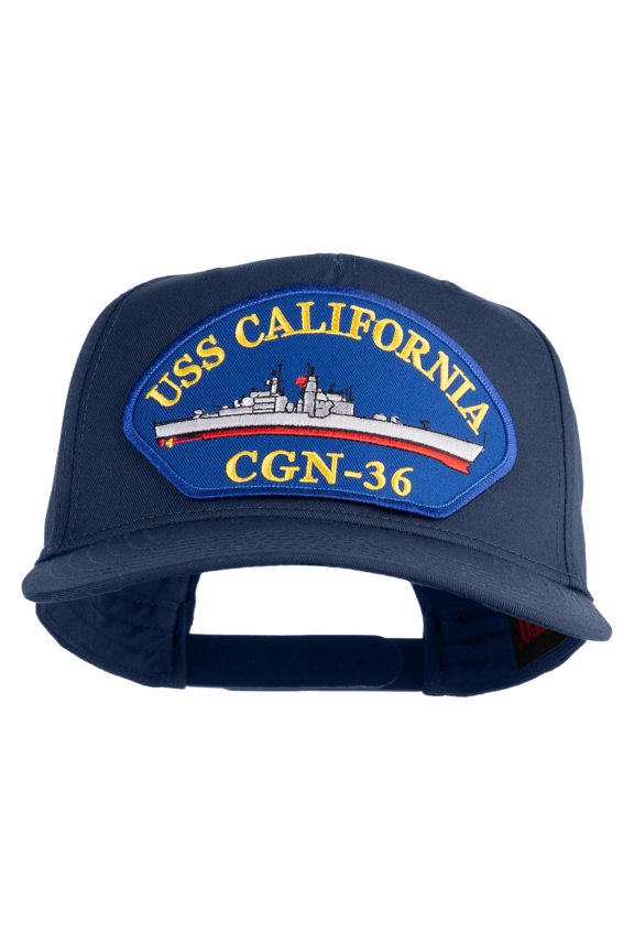 USS California CGN 36 Blue Patched Solid Cotton Twill 5 Panel Prostyle Snap Cap - Navy OSFM