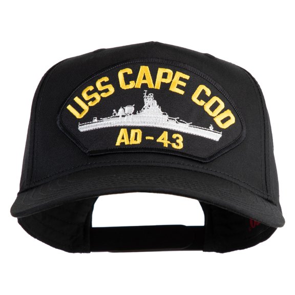 USS Cape Cod AD 43 Patched Solid Cotton Twill 5 Panel Prostyle Snap Cap - Black OSFM