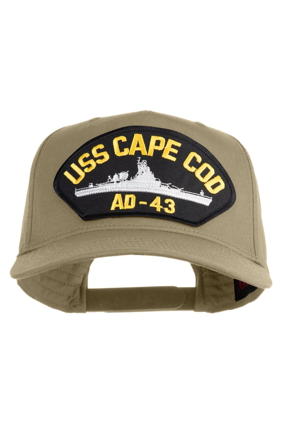 USS Cape Cod AD 43 Patched Solid Cotton Twill 5 Panel Prostyle Snap Cap - Khaki OSFM