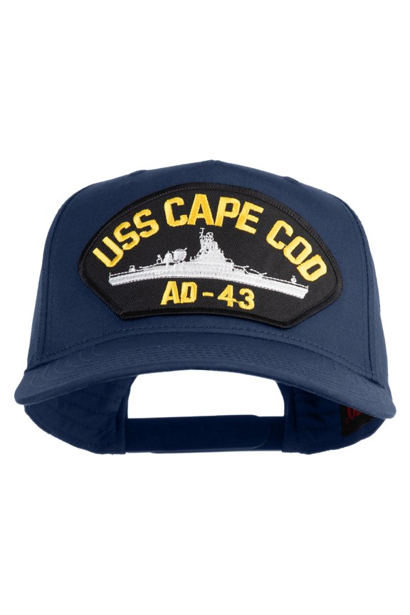 USS Cape Cod AD 43 Patched Solid Cotton Twill 5 Panel Prostyle Snap Cap - Navy OSFM