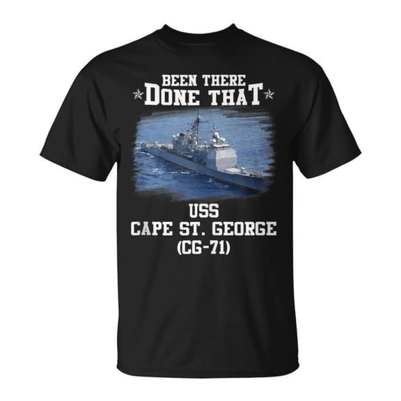 USS Cape St George CG-71 Ticonderoga Class Cruiser Veteran Graphic Cotton T-Shirt Unisex Adult Soft Breathable Tee Casual Wear Comfortable Everyday Outfit, Size S, Color Black