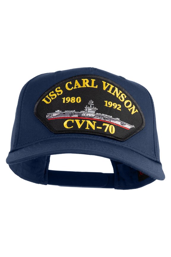 USS Carl Vinson 1980 1992 CVN 70 Patched Solid Cotton Twill 5 Panel Prostyle Snap Cap - Navy OSFM