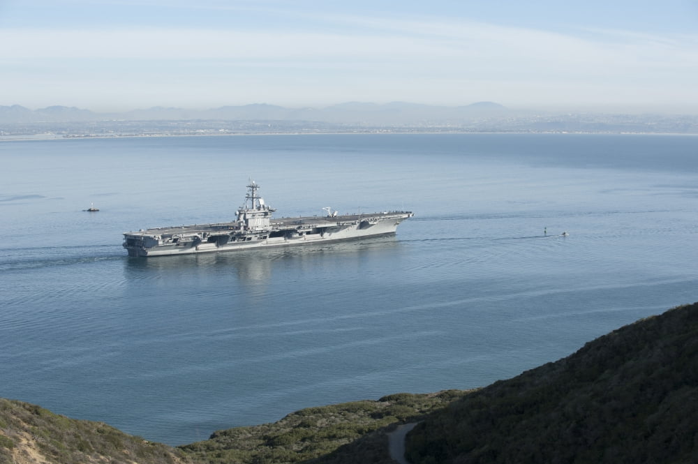 USS Carl Vinson gets underway from Naval Air Station North Island Canvas Art - Stocktrek Images (35 x 23)