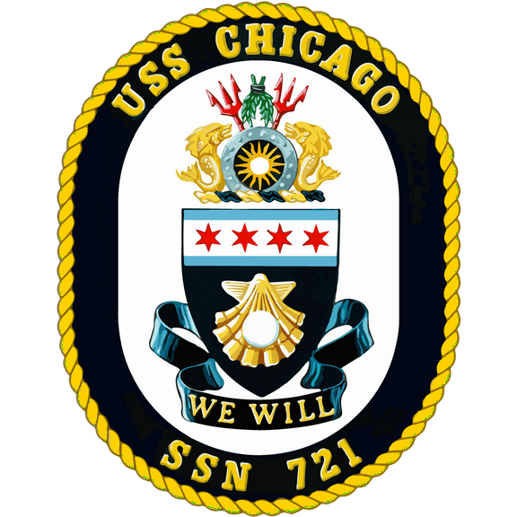 USS Chicago SSN-721 Badge Sticker Decal Los Angeles Class Attack submarine Car Sticker Bumper Sticker for Car Emblem - 4 inch