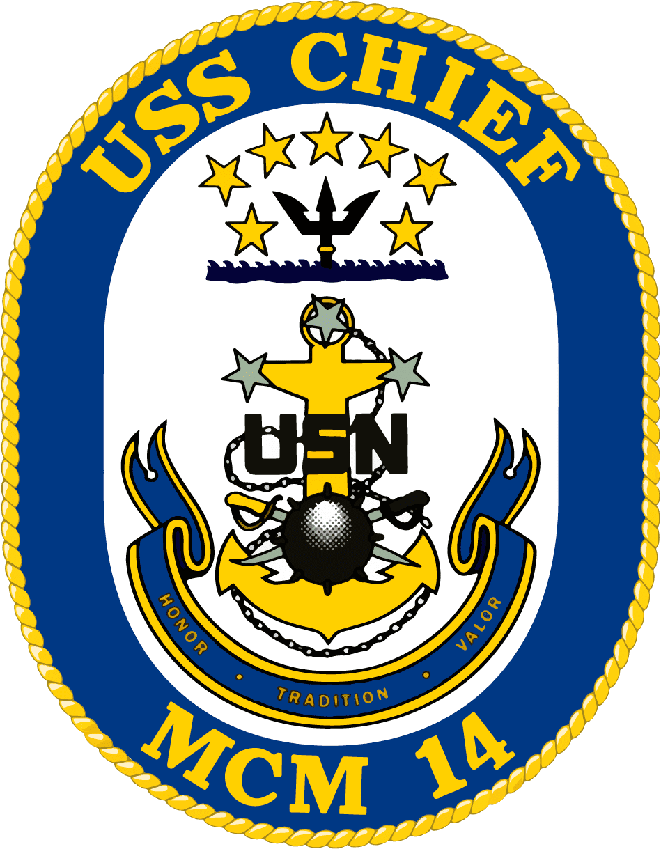 Countermeasures Sticker USS Chief MCM-14 Badge Sticker Decal Avenger Class Mine countermeasures ...