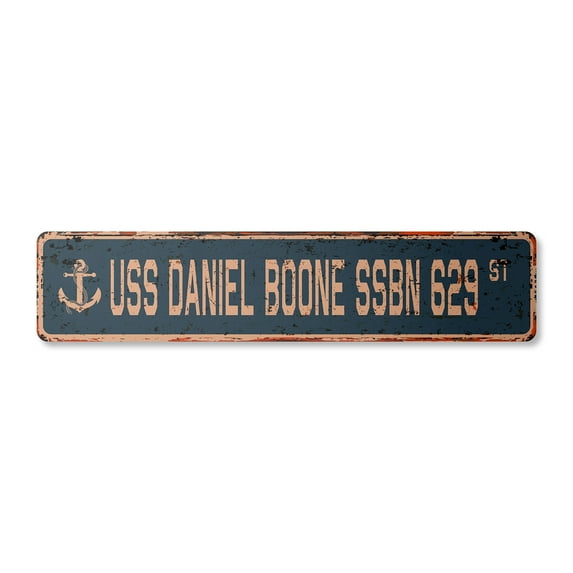 USS DANIEL BOONE SSBN 629 Vintage Plastic Street Sign us navy ship veteran sailor gift | Indoor/Outdoor | 36" Wide