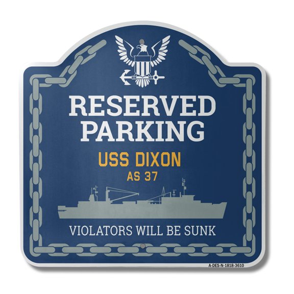 USS DIXON AS 37 | 18" X 18" Heavy-Gauge Aluminum Architectural Sign | SignMission Designer Navy Ship Sign veteran sailor gift | Made in the USA