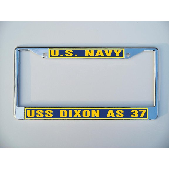USS DIXON AS 37 License Plate Frame Chrome Metal Military Navy USN Car Truck RV F001.