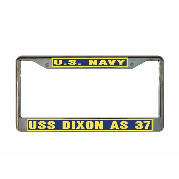 USS DIXON AS 37 License Plate Frame Gold Chrome Metal Military Navy USN Car Truck RV F001