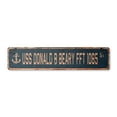 thumbnail image 1 of USS DONALD B BEARY FFT 1085 Vintage Aluminum Street Sign us navy ship veteran sailor rustic metal tin gift | Indoor/Outdoor | 30" Wide, 1 of 4
