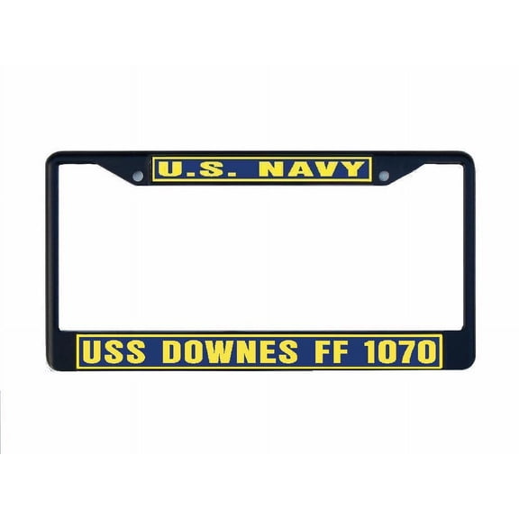 USS DOWNES FF 1070 License Plate Frame Black Metal Military Navy USN Car Truck RV F001