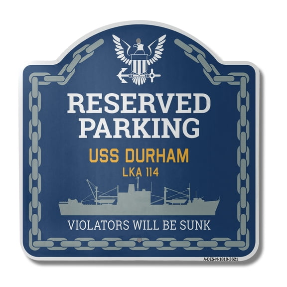 USS DURHAM LKA 114 | 18" X 18" Heavy-Gauge Aluminum Architectural Sign | SignMission Designer Navy Ship Sign veteran sailor gift | Made in the USA