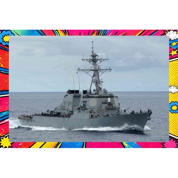 USS Decatur DDG-73 Destroyer Ship - Pop Art Edition | 24x36 Inch Laminated Poster | Vibrant Colors & Stunning Detail Wall Art