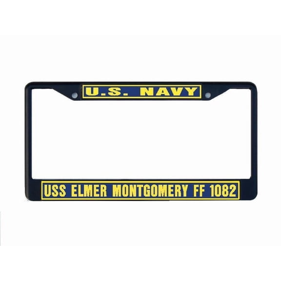 USS ELMER MONTGOMERY FF 1082 License Plate Frame Black Metal Military Navy USN Car Truck RV F001