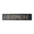 thumbnail image 1 of USS ENTERPRISE CVN 65 Vintage Plastic Street Sign us navy ship veteran sailor gift | Indoor/Outdoor | 24" Wide, 1 of 4