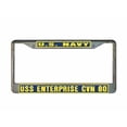 thumbnail image 1 of USS ENTERPRISE CVN 80 License Plate Frame Gold Chrome Metal Military Navy USN Car Truck RV F001, 1 of 1