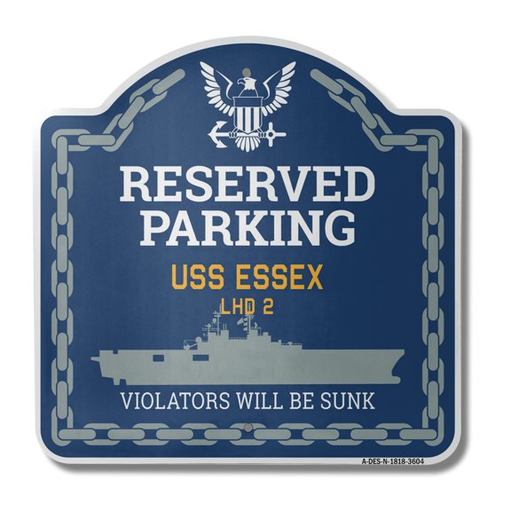 USS ESSEX LHD 2 | 18" X 18" Heavy-Gauge Aluminum Architectural Sign | SignMission Designer Navy Ship Sign veteran sailor gift | Made in the USA