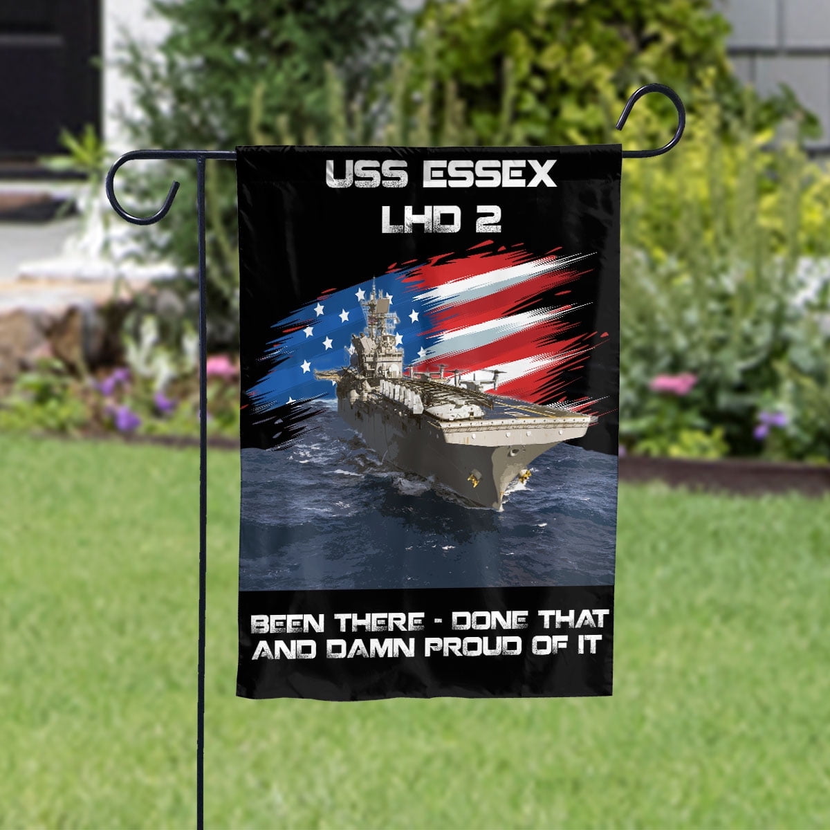 USS-ESSEX-LHD-2 Veterans Day, Flag Ship 4th of July , Patriotic Flag Garden Flag, Double-Sided Decorative Outdoor Flag, Patriotic Polyester Yard Flag 12 x 18 in