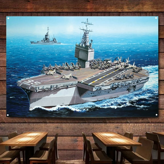 USS Enterprise CVN-65 1969 US Navy Aircraft Carrier Battleship Wall Art Banners Hanging Flags Wall Chart Warship Art Poster Canvas Print Art Painting Home Decor Tapestry Best Gifts 5,38X57 inches