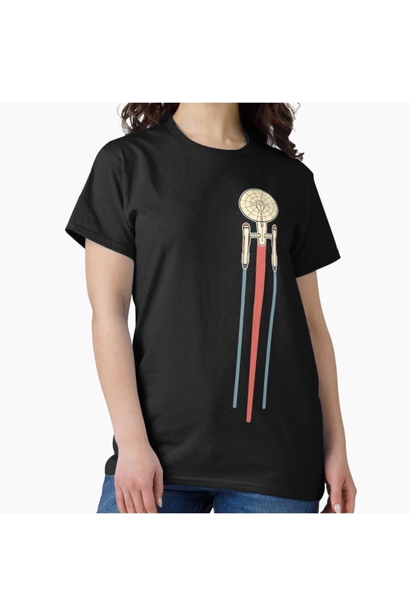 USS Enterprise Retro Star Trek Starship Science Fiction Art Unisex T-Shirt up to size 5XL