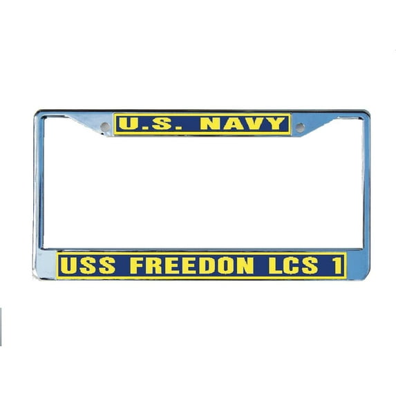 USS FREEDOM LCS 1 License Plate Frame Chrome Metal Military Navy USN Car Truck RV F001.