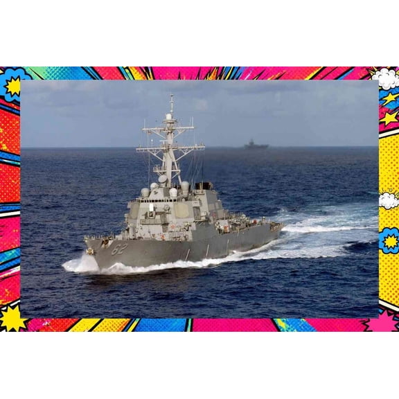 USS Fitzgerald Destroyer Ship - Pop Art Edition | 12x18 Inch Laminated Poster | Vibrant Colors & Stunning Detail Wall Art