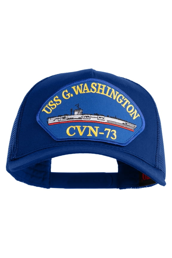 USS G. Washington CVN 73 Blue Patched Solid Cotton Twill 5 panel Mesh Back Cap - Royal OSFM