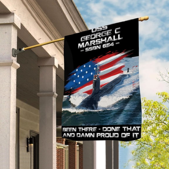 USS-GEORGE-C-MARSHALL-SSBN-654 Veterans Day, Flag Ship 4th of July , Patriotic Flag House Flag (29.5x39.5) Double Sided-USA Flags Premium Polyester-Decorative Indoor Outdoor Flag