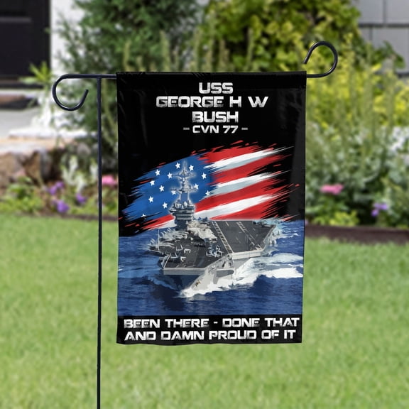 USS-GEORGE-H-W-BUSH-CVN-77 Veterans Day, Flag Ship 4th of July , Patriotic Flag Garden Flag, Double-Sided Decorative Outdoor Flag, Patriotic Polyester Yard Flag 12 x 18 in