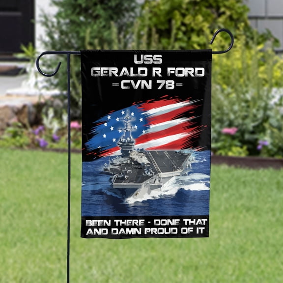 USS-GERALD-R-FORD-CVN-78 Veterans Day, Flag Ship 4th of July , Patriotic Flag Garden Flag (11.5x17.5) Double Sided-USA Flags Premium Polyester-Decorative Indoor Outdoor Flag