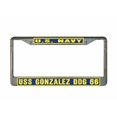 thumbnail image 1 of USS GONZALEZ DDG 66 License Plate Frame Gold Chrome Metal Military Navy USN Car Truck RV F001, 1 of 1