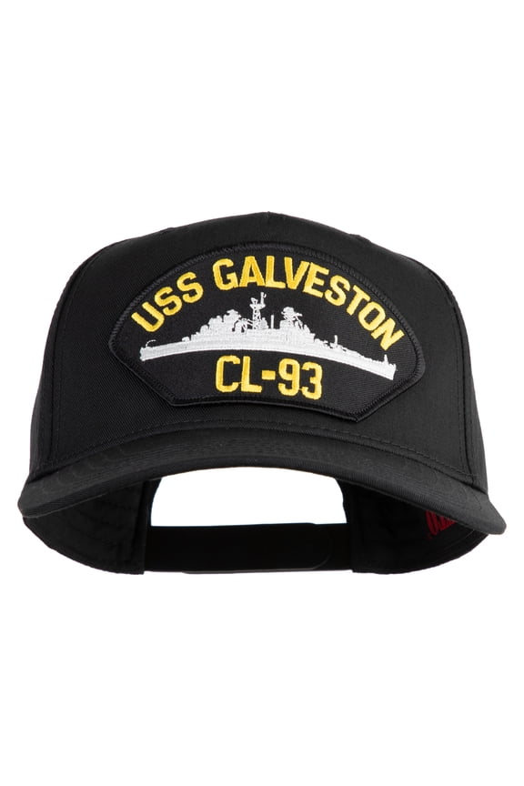 USS Galveston CL 93 Patched Solid Cotton Twill 5 Panel Prostyle Snap Cap - Black OSFM