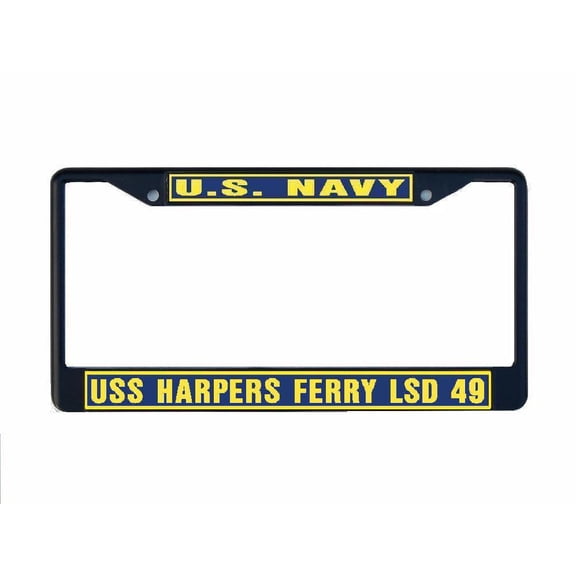 USS HARPERS FERRY LSD 49 License Plate Frame Black Metal Military Navy USN Car Truck RV F001