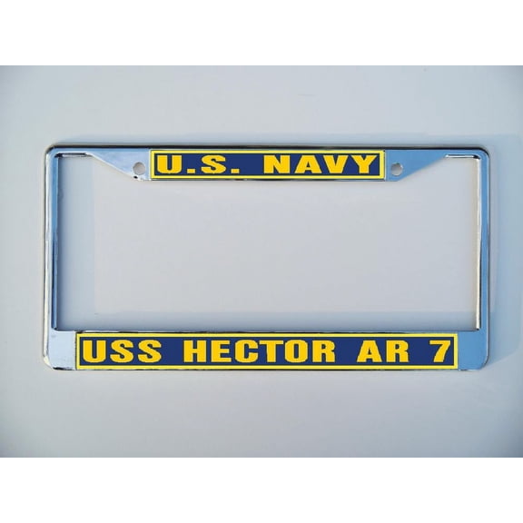 USS HECTOR AR 7 License Plate Frame Chrome Metal Military Navy USN Car Truck RV F001.
