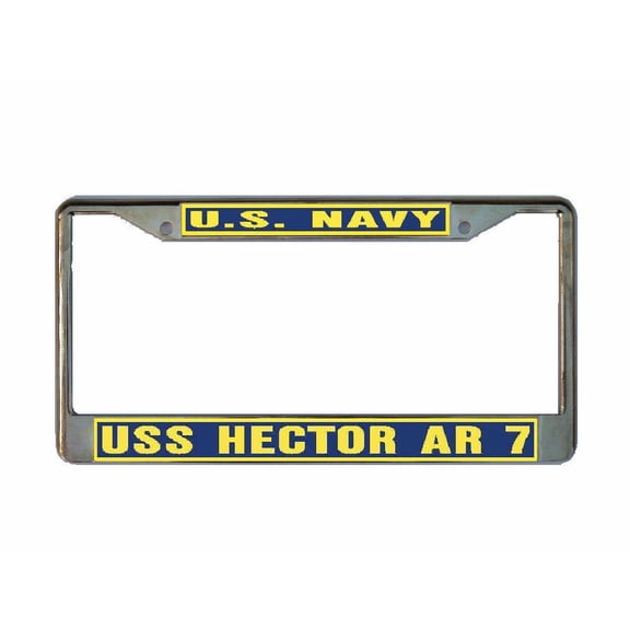 USS HECTOR AR 7 License Plate Frame Gold Chrome Metal Military Navy USN Car Truck RV F001
