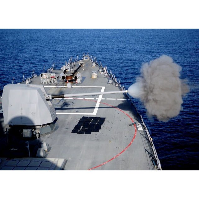 USS Halsey fires its MK-45 5-inch/54-caliber lightweight gun Poster Print by Stocktrek Images (17 x 11)