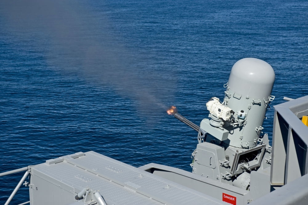 USS Harry S Truman tests the Close-In Weapons System Canvas Art - Stocktrek Images (34 x 23)