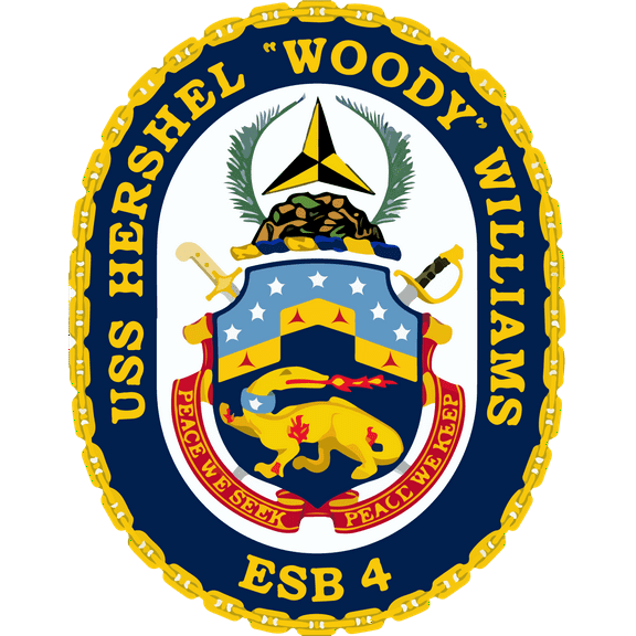 USS Hershel "Woody" Williams ESB-4 Badge Sticker Decal Lewis B. Puller Class Expeditionary Car Sticker Bumper Sticker for Car Emblem - 4 inch