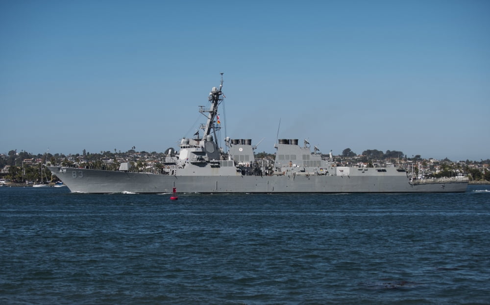 USS Howard transits the San Diego Bay Canvas Art - Stocktrek Images (36 x 23)